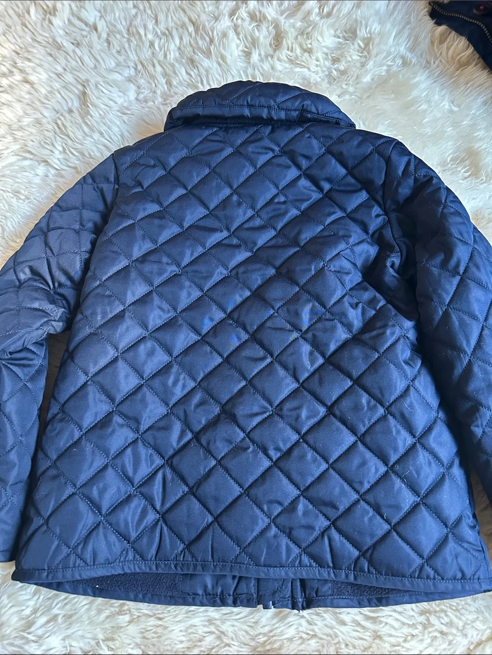 Gymboree Quilted Navy Puffer Jacket with Front Bows